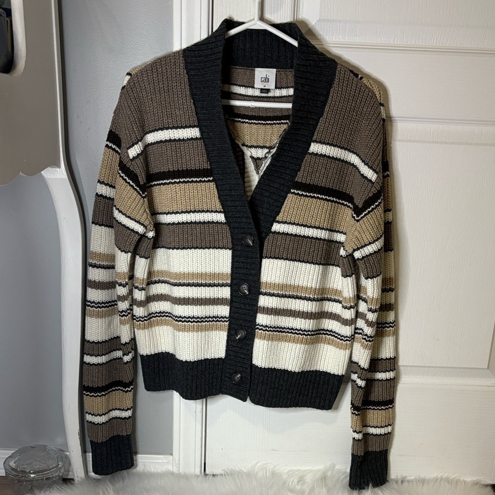 CAbi Cocoa Striped Cardigan - Picture 6 of 10